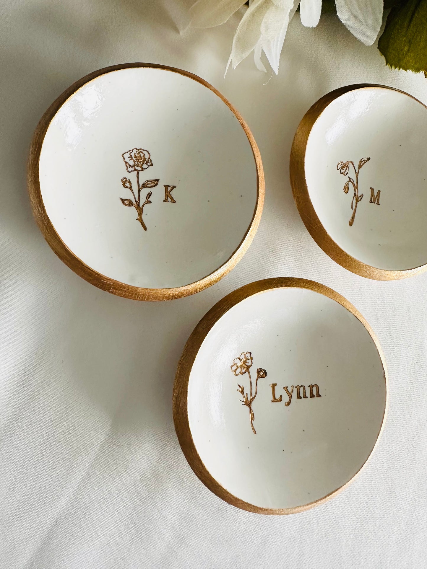 Birth flowers Personalized ring Dish