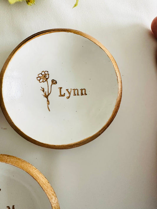 Birth flowers Personalized ring Dish