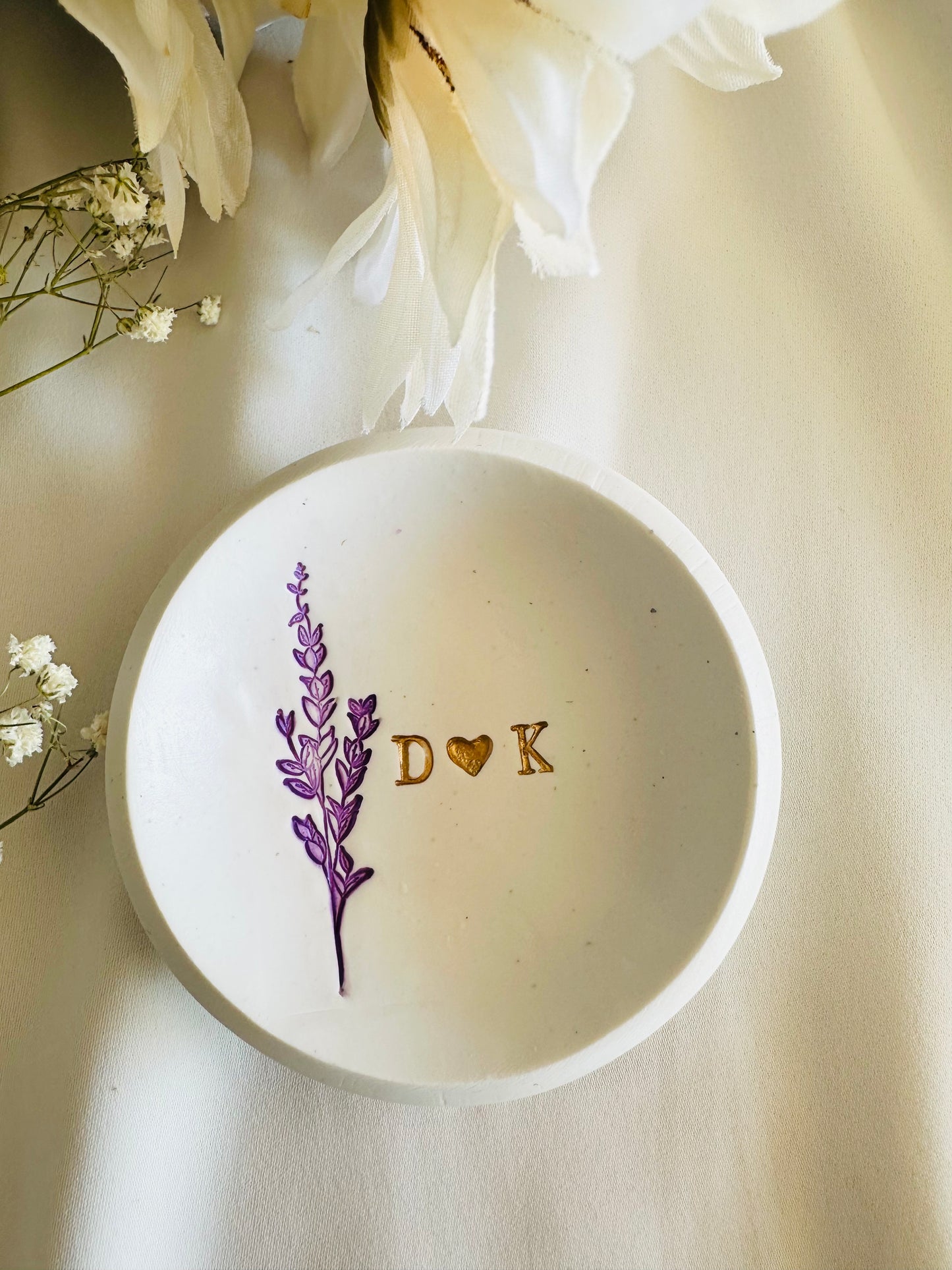 Purple lavender personalized ring dish