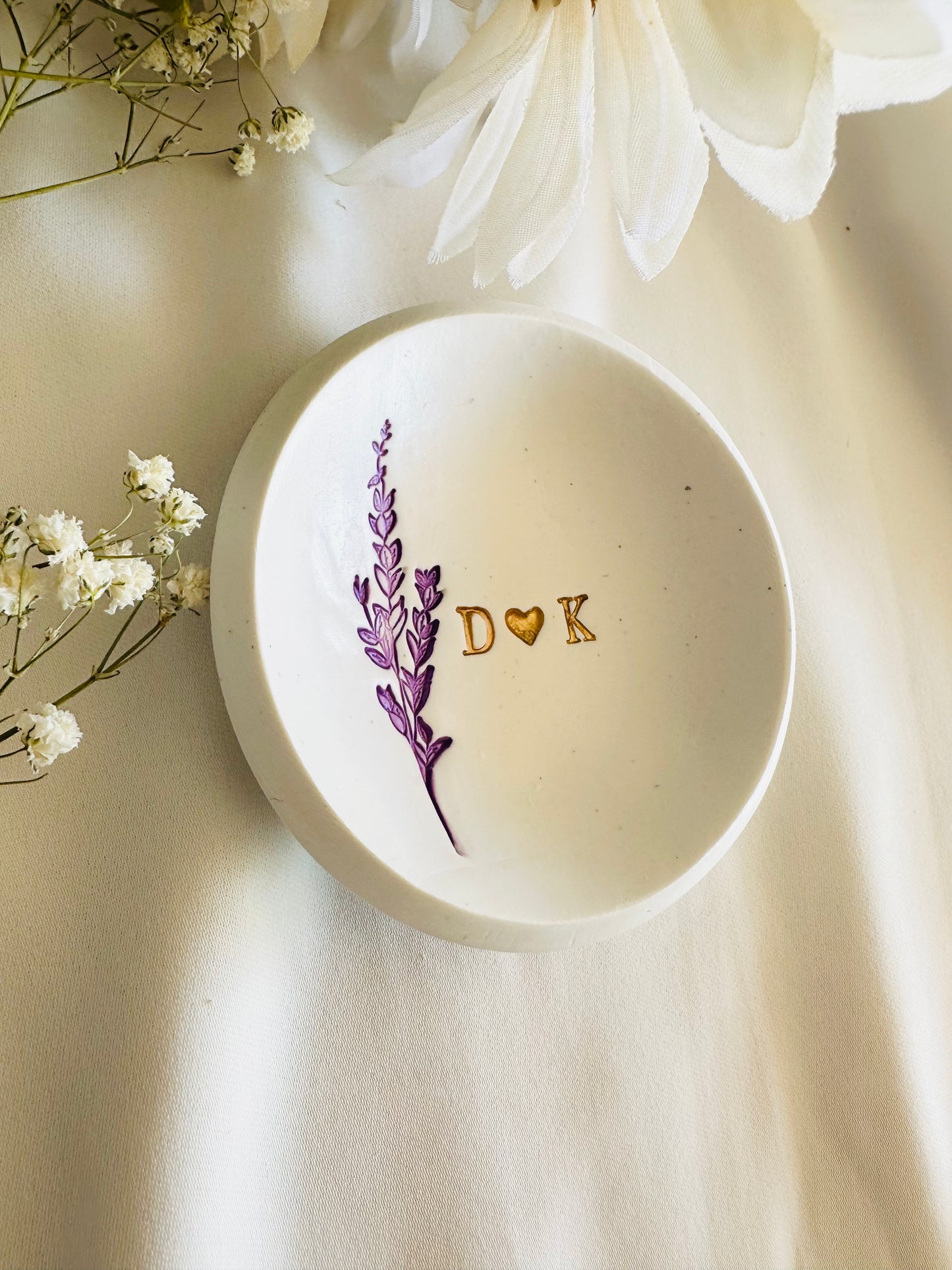 Purple lavender personalized ring dish