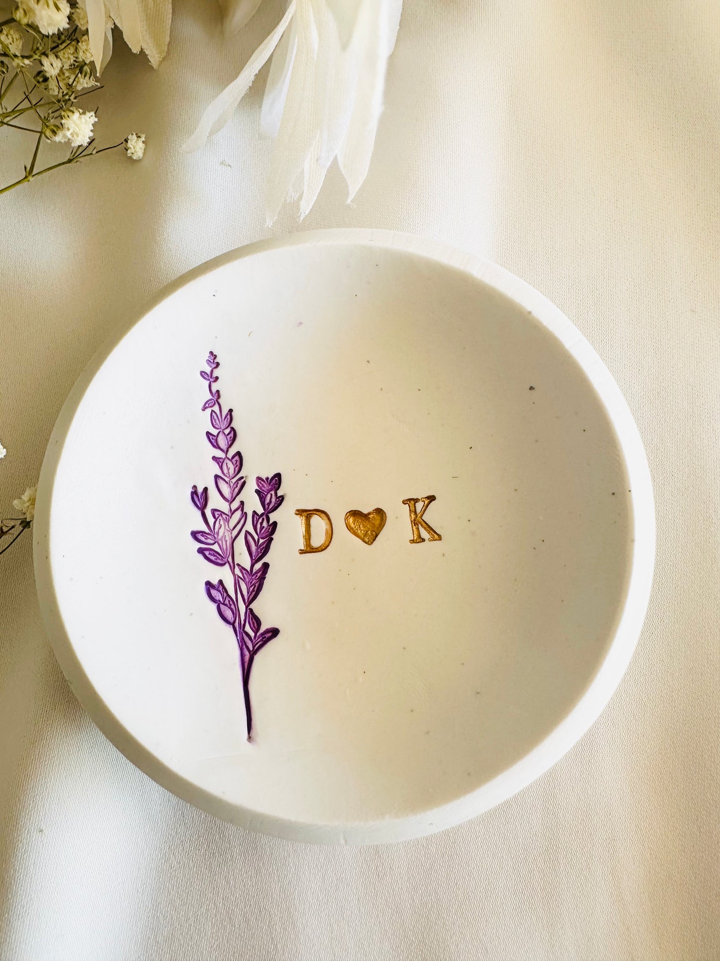 Purple lavender personalized ring dish