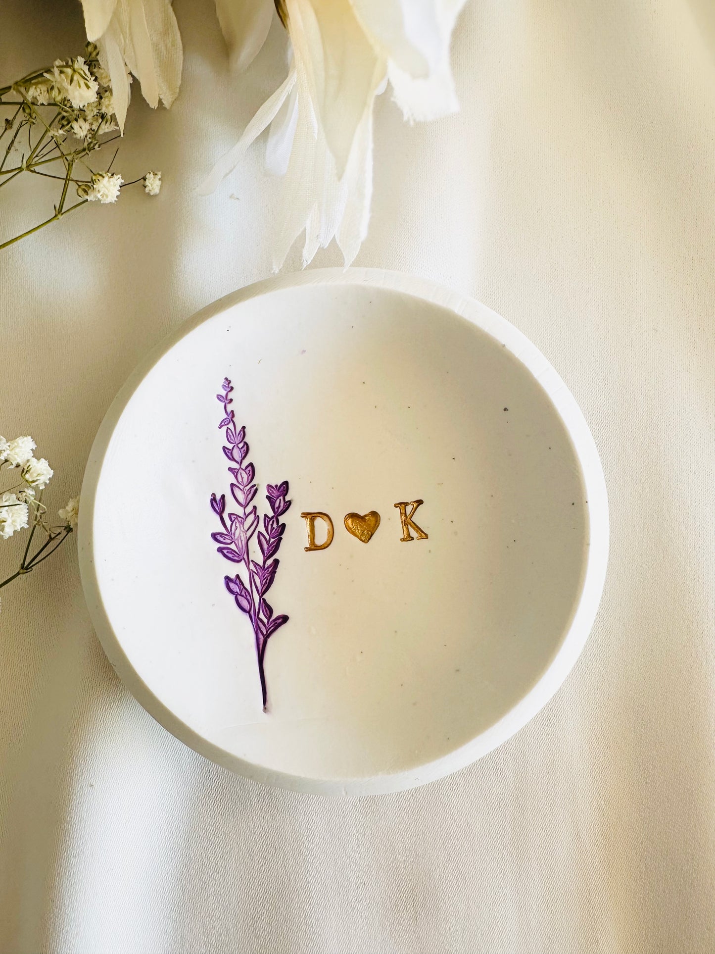 Purple lavender personalized ring dish