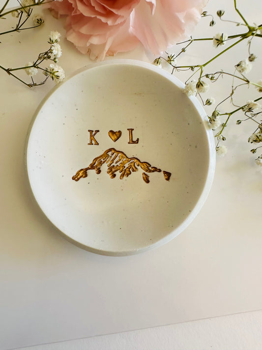 Gold mountain personalized custom ring dish