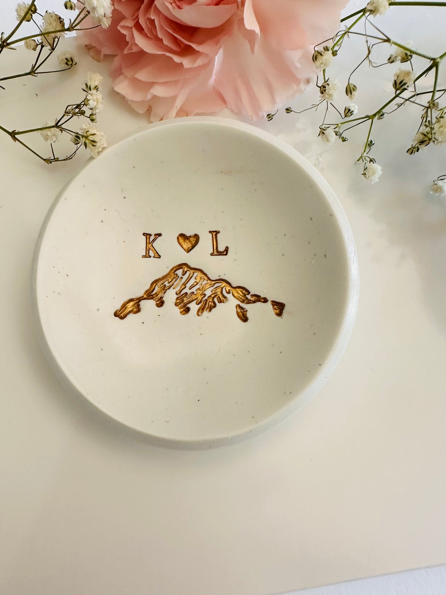 Gold mountain personalized custom ring dish