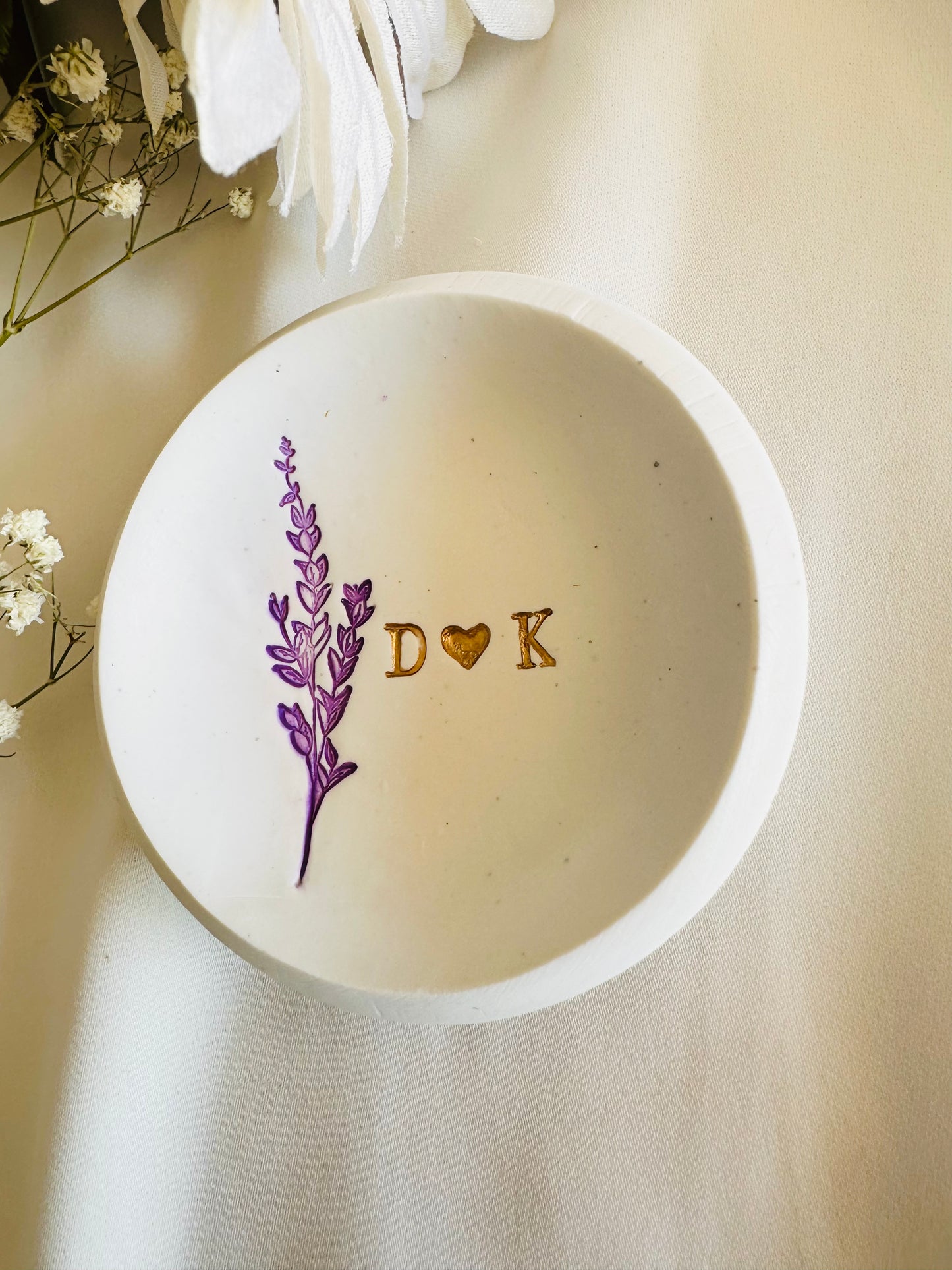 Purple lavender personalized ring dish