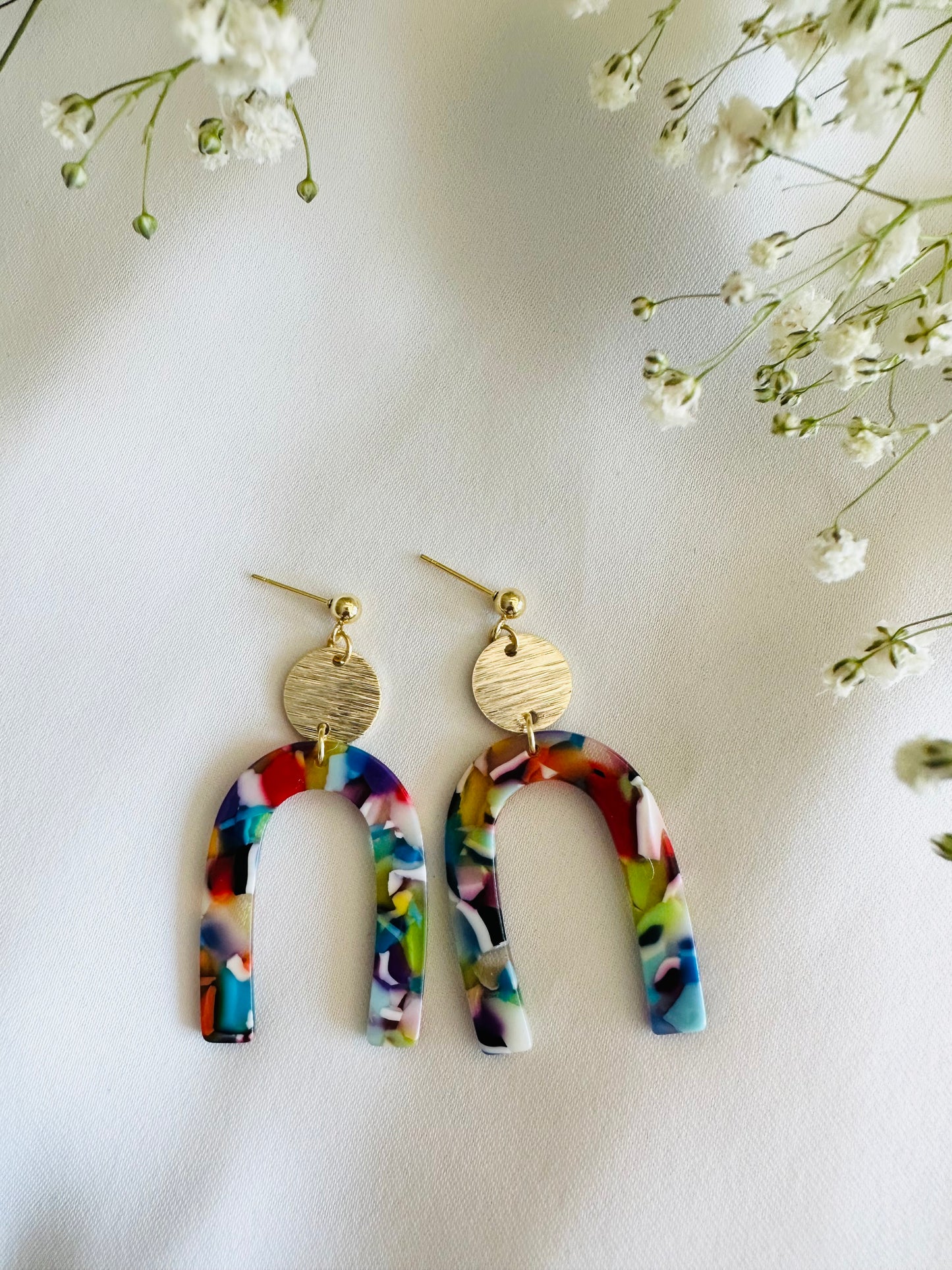 Colorful arch resin earrings