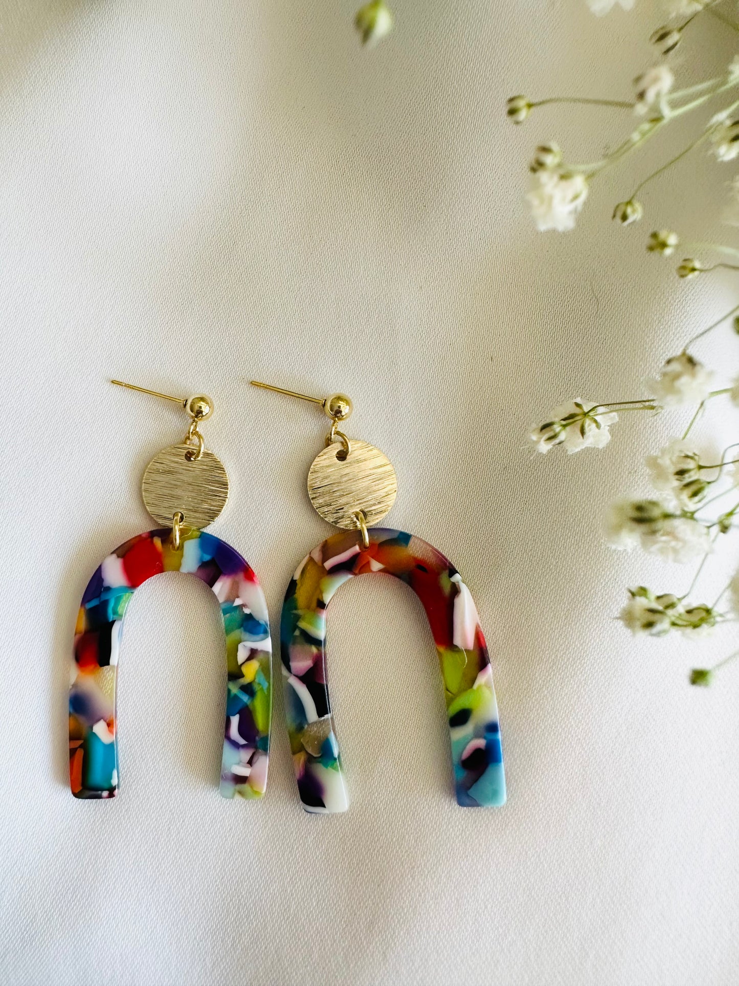 Colorful arch resin earrings