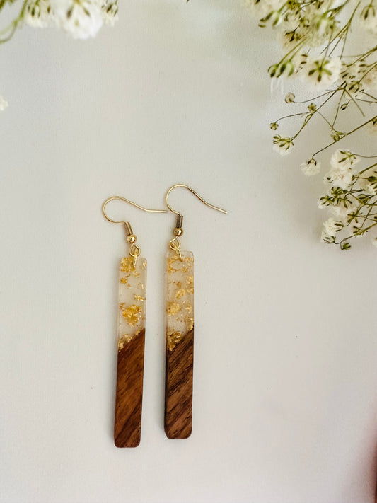 Resin and wood earrings