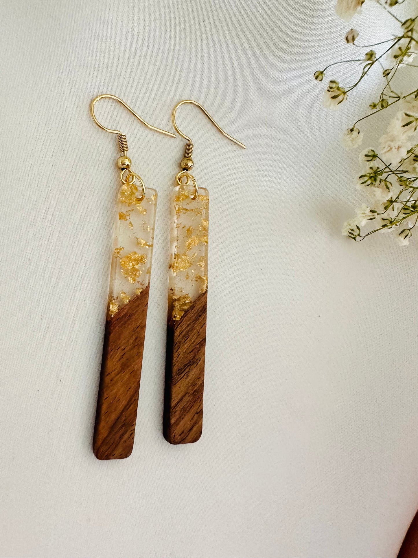 Resin and wood earrings