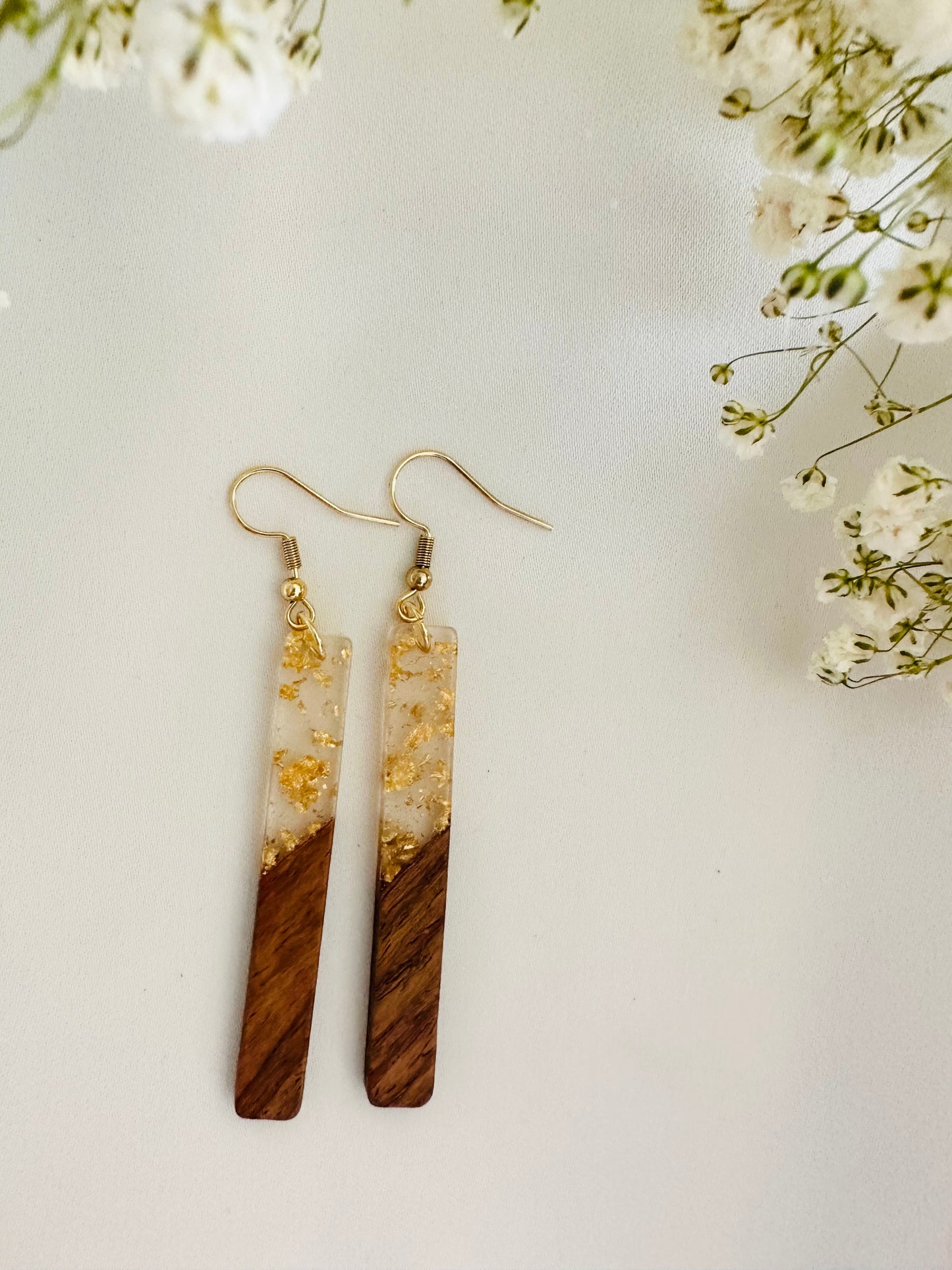 Resin and wood earrings