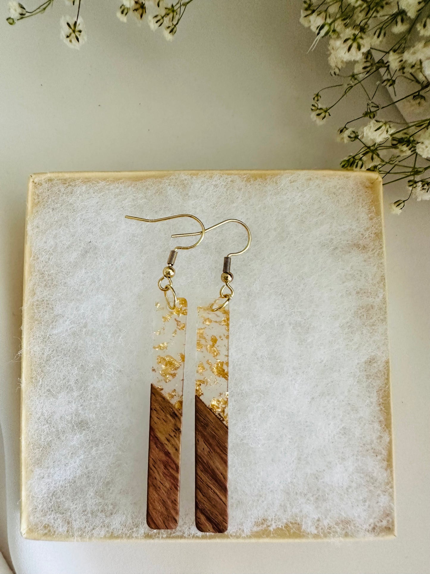 Resin and wood earrings