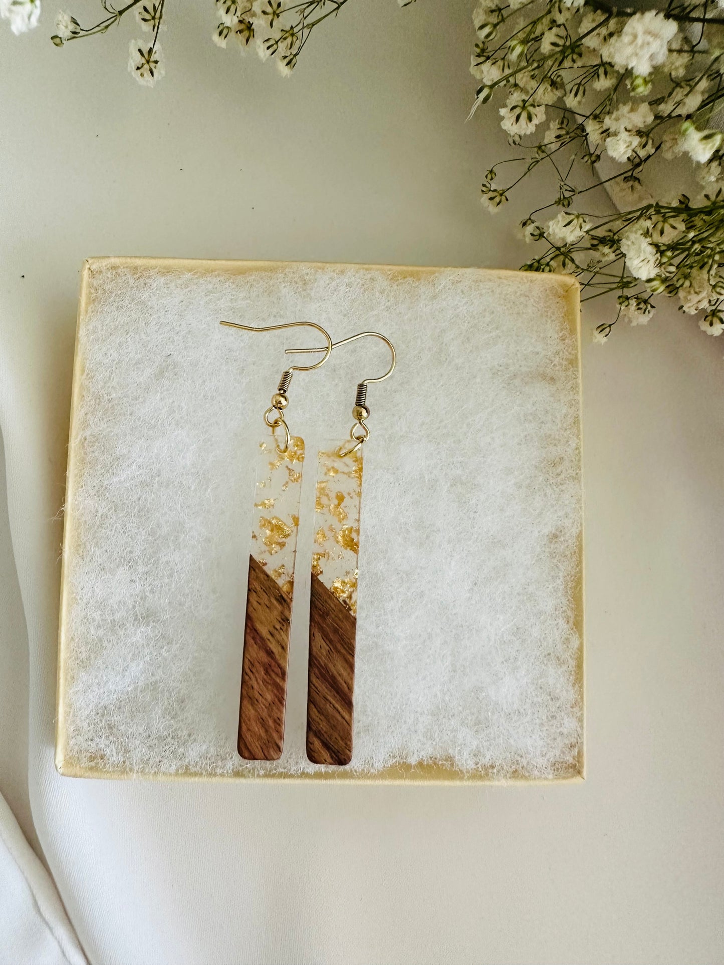 Resin and wood earrings