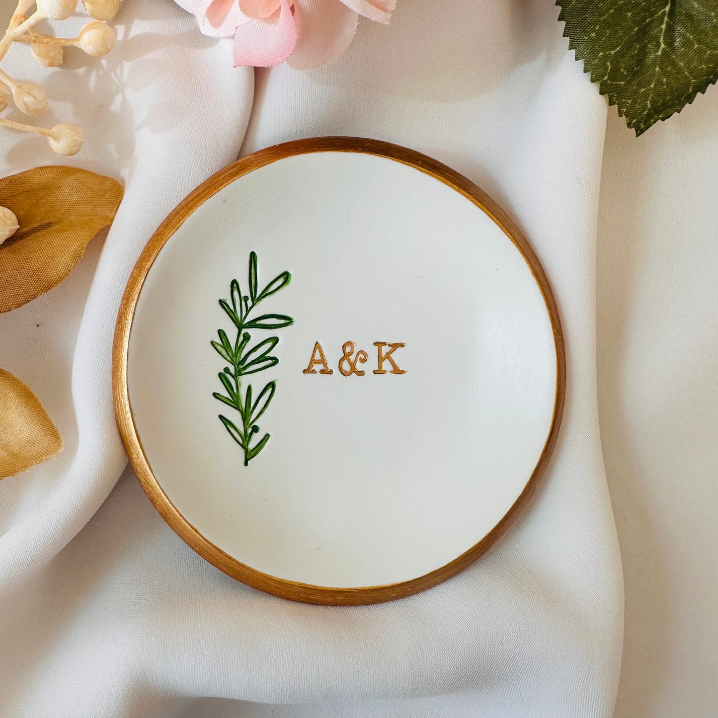 Floral Greenery Jewelry ring dish