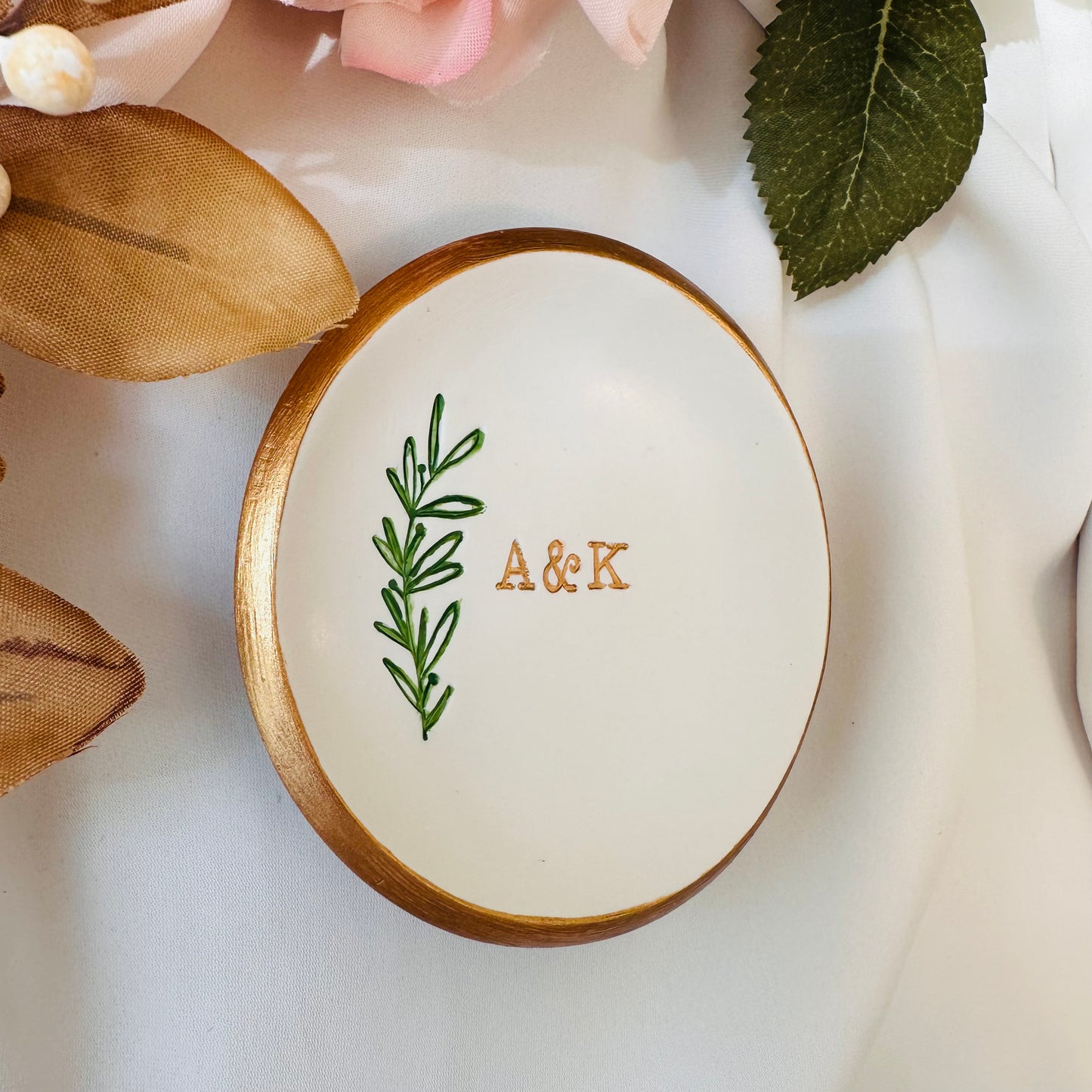 Floral Greenery Jewelry ring dish