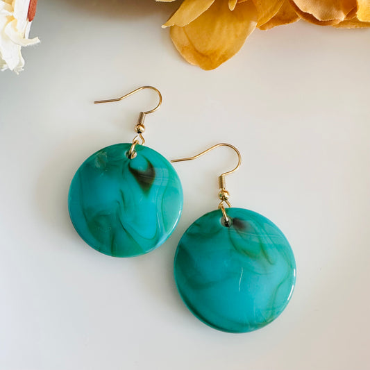 Turquoise Acetate Resin Round earrings