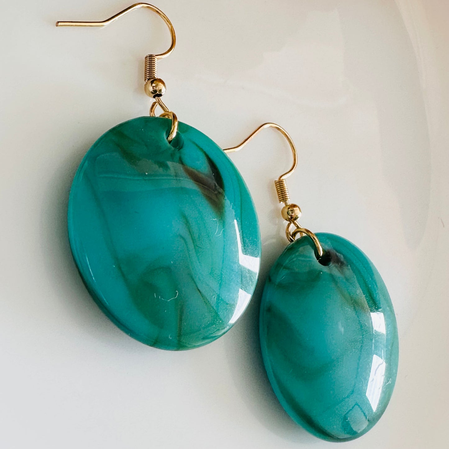 Turquoise Acetate Resin Round earrings