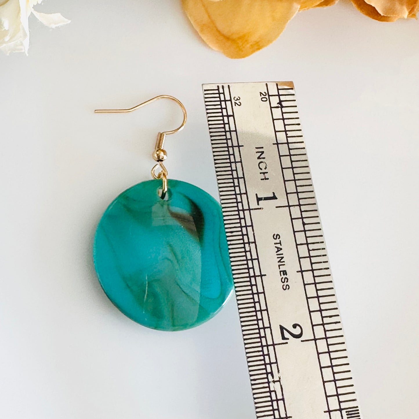 Turquoise Acetate Resin Round earrings