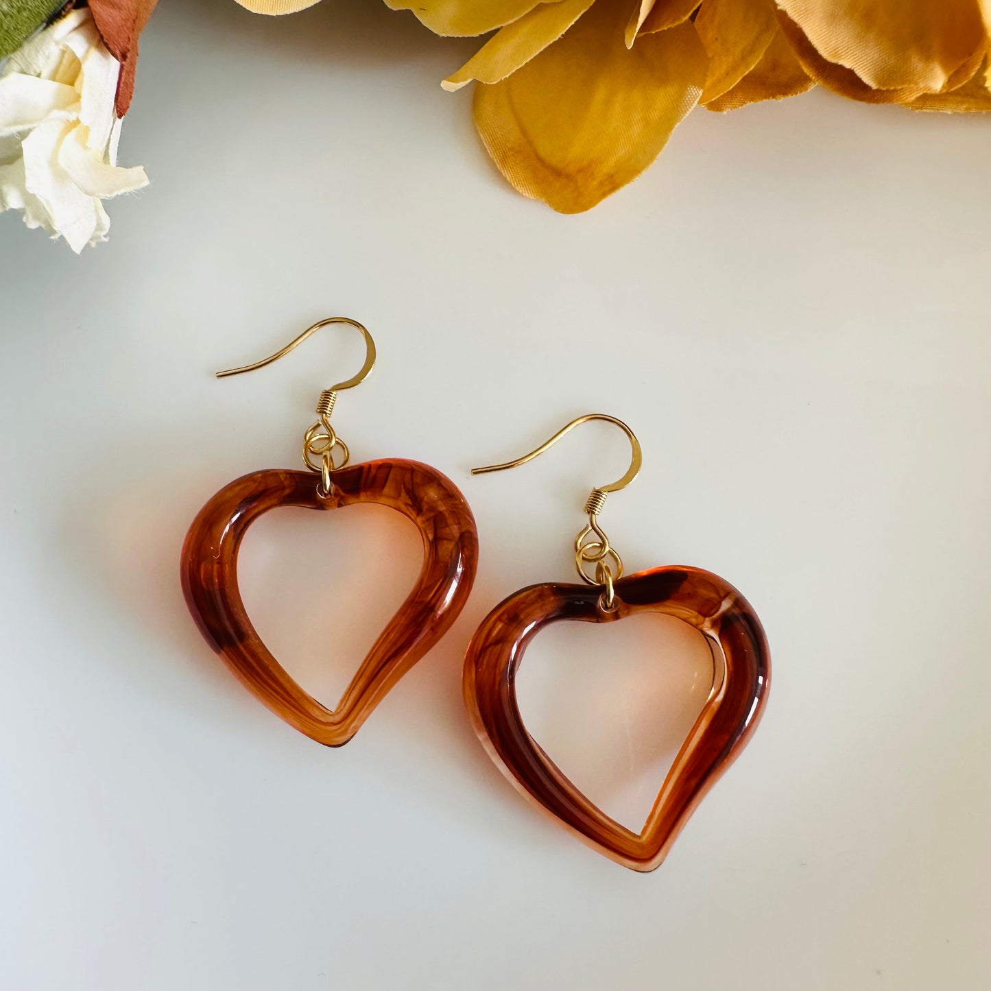 Acetate Resin Heart earrings