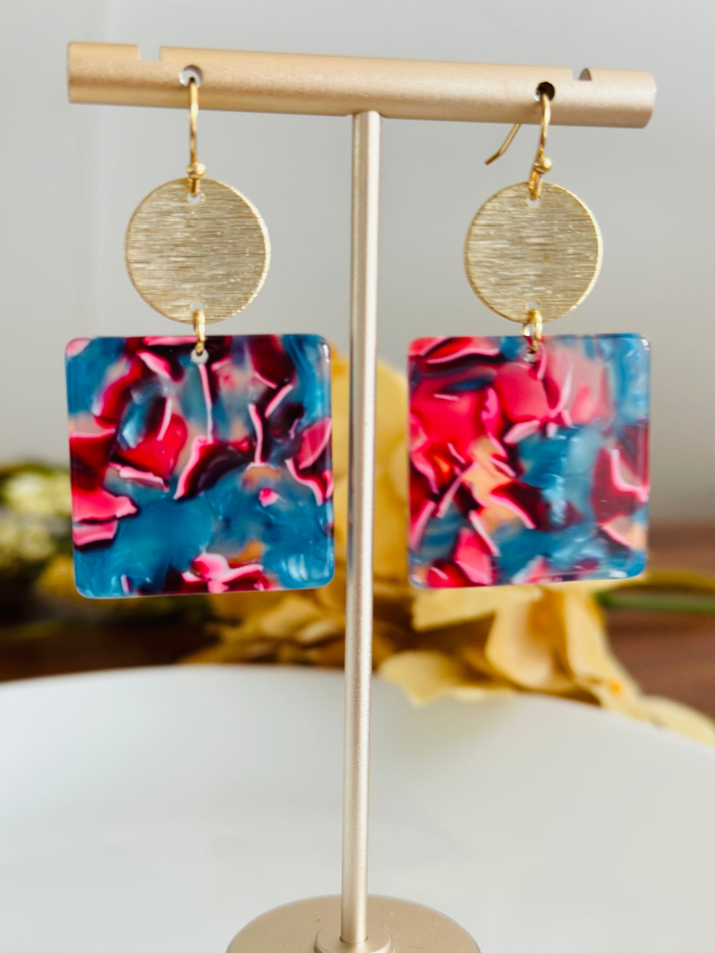 Colorful Resin Square earrings