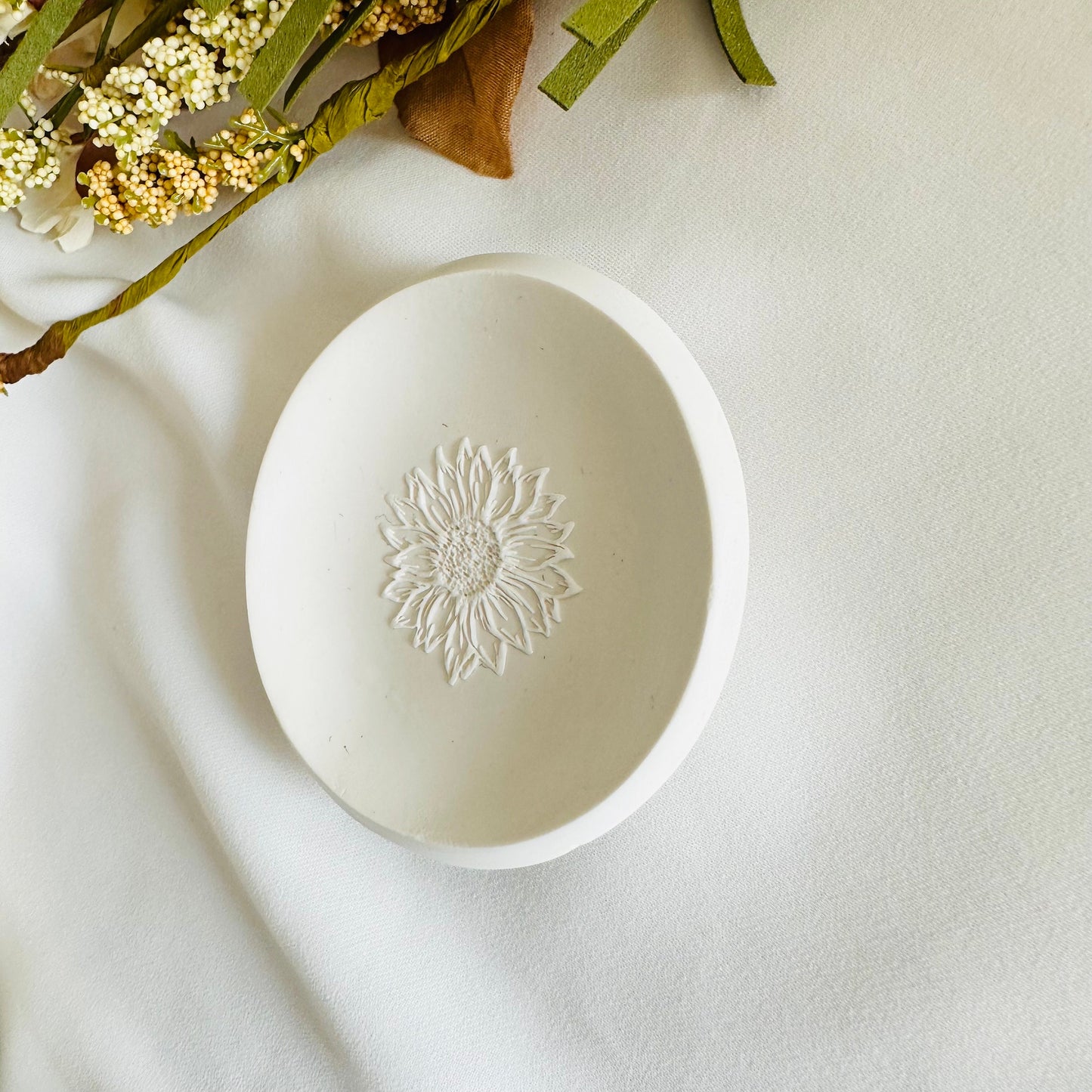 Mini sunflower ring dish, minimalist small 2.5 inches bowl